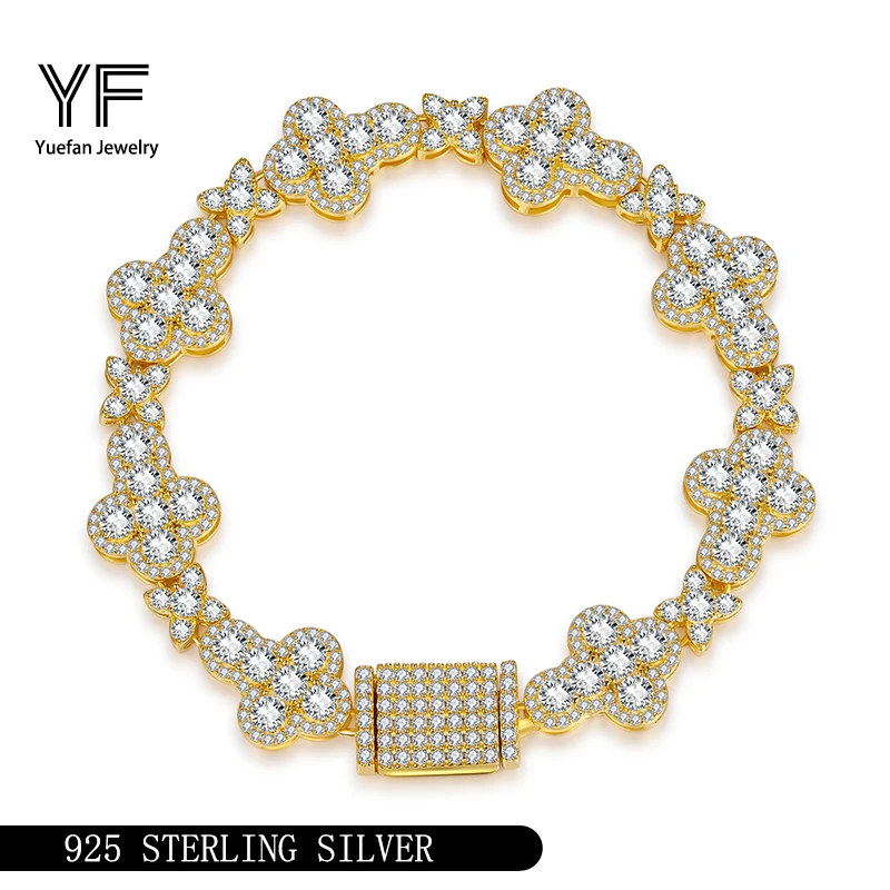 

S925 Silver Bracelet Main Stone Mosanite Cross Hip Hop Jewelry Couple Personality Fashion Valentine's Day Gift Christmas