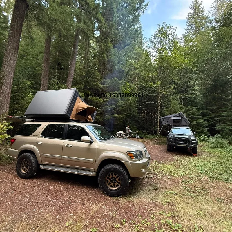 Manufacturer's Portable One Bedroom Four-Season Double Layer Aluminum Shell Side Open Roof Top Camping Tent High-Density Car