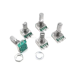 5PCS/Lot EC11 Horizontal Rotary Encoder 15mm 20mm Plum Blossom Shaft D Half Shaft with Switch Digital Potentiometer 20 Bit Pulse