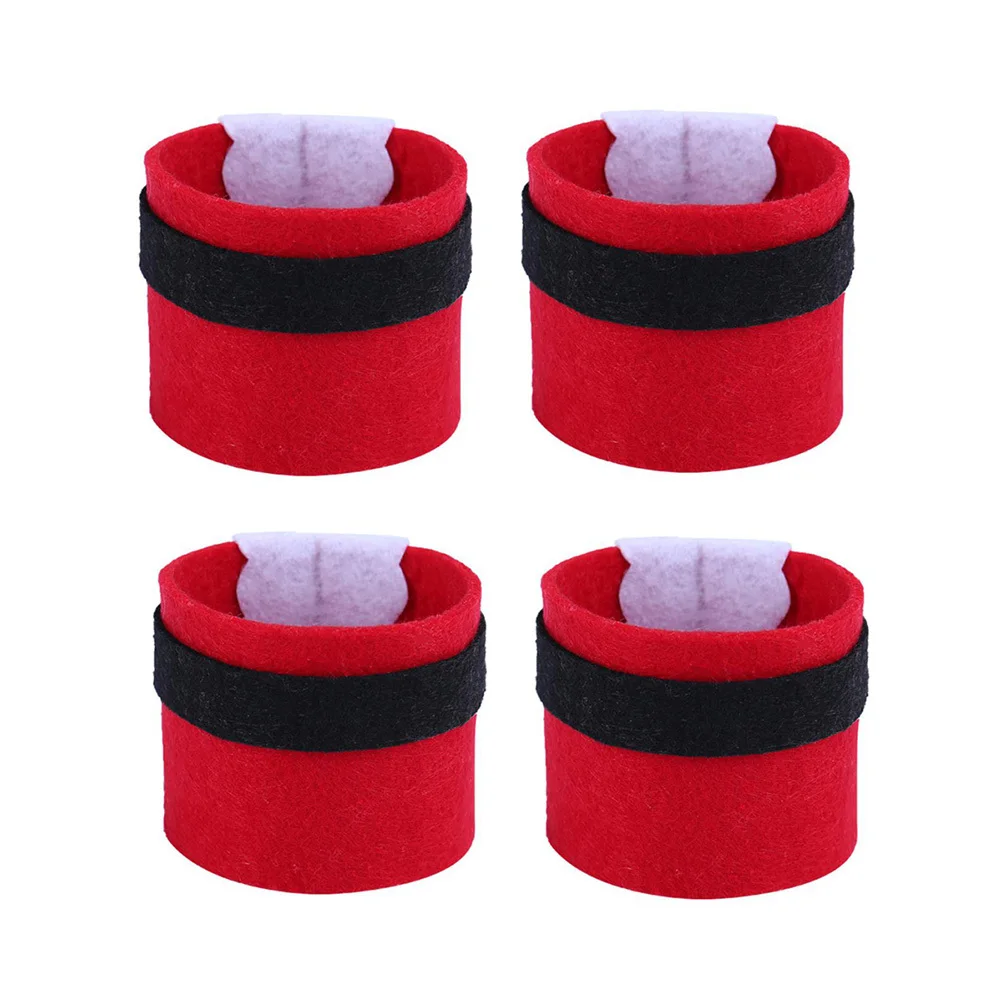 

4pcs Belt Shape Christmas Napkin Rings Serviette Holders Decorative Party Table Decoration Home Restaurant Bar Use