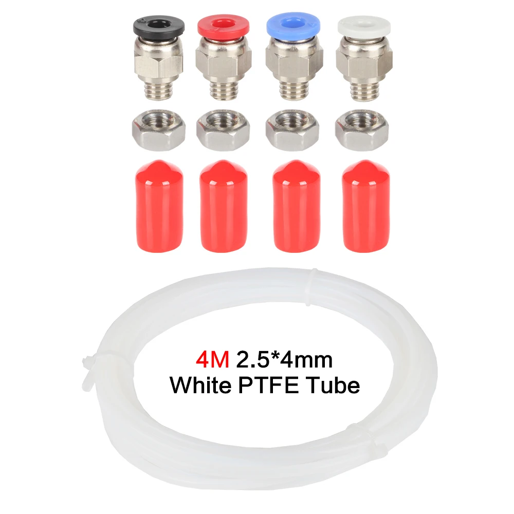 3D-Drucker-Teile, Filament-Trockner-Box, 2,5 x 4 mm, PTFE-Schlauch, DIY-Trockenbox, PC4-M6, pneumatischer Anschluss mit Mutter für PLA-ABS-Filamente
