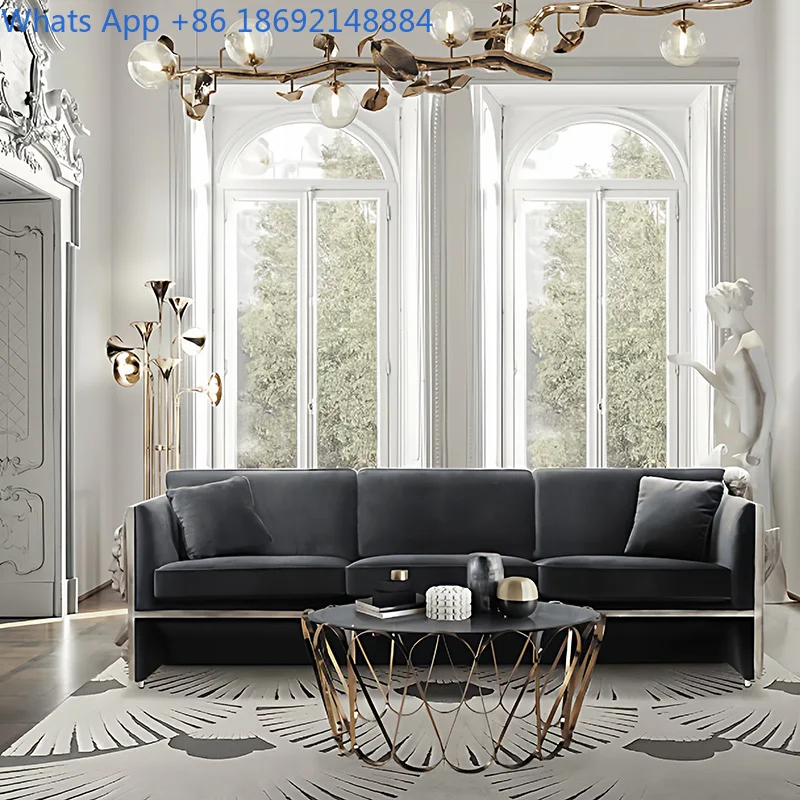 

Журнальный столик в итальянском стиле, из нержавеющей стали, в стиле лайт-люкс, современный, креативный, для виллы, гостиной, дома, простой, со стеклянной столешницей