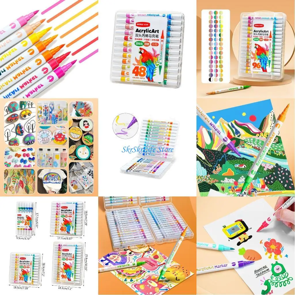 

E65E Acrylic Paint Pens Acrylic Marker for Rock Painting, Ceramic, Glass,DIY Craft Card Making Art Supplies 24/48/72/96Color