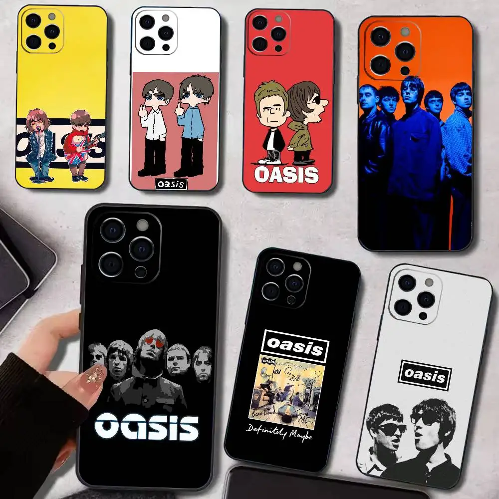 

O-Oasis R-Rock Band Phone Case For iPhone 17,16,15,14,13,12,11 Plus,Pro Max,XS,Soft Silicone Black Cover