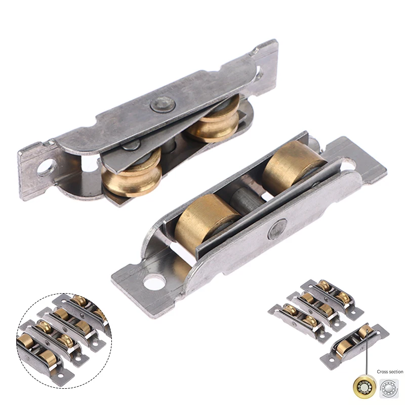 77/88 Type Flat/Groove Double Wheel Stainless Steel Doors Window Pulley Support Bottom Sliding Roller Track Hardware Accessories