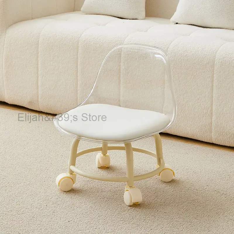 

Acrylic Small Stool, Silent With Universal Wheels, Children's , Internet Celebrity Small Chair, Pulley Low ,