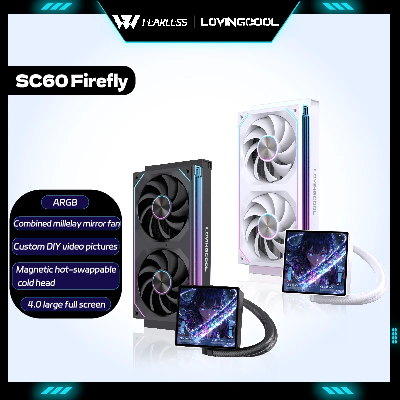 

LOVINGCOO SC60 Firefly 240 охладитель воды радиатор 240 мм ARGB сиамский вентилятор 4,0 дополнительный дюймов DIY полноэкранный магнитный холодный подголовник