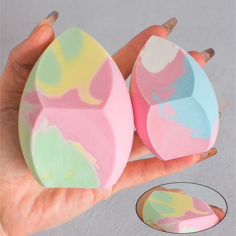 특대형 메이크업 스펀지 파운데이션 화장 퍼프 삼각형 스무스 파우더 컨실러 퍼프 건식 및 습식 겸용 멀티 컬러 스펀지