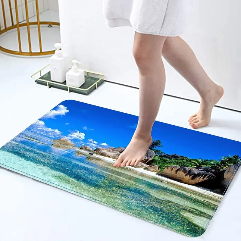 Beach Sea View Bathroom Non-silp Door Mat Suitable for Living Room Entrance Decorative Accessories Pad Bedroom Rug 40*60/50*80cm