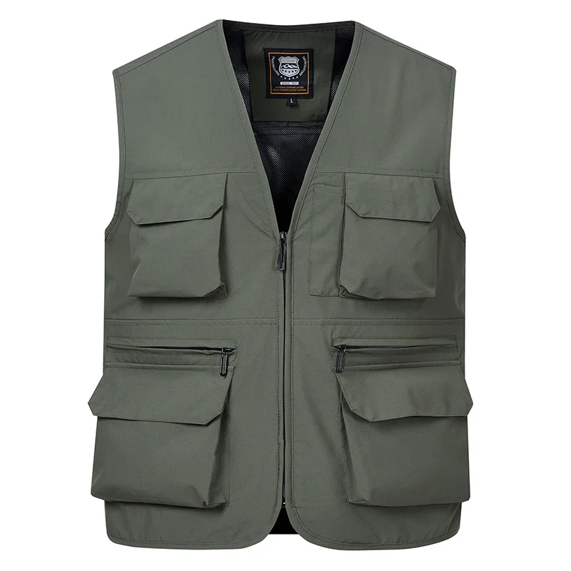 Autumn Men Breathable Outdoor Fishing Sleeveless Vests Coats Man Multi Pocket Cargo Vest Male Jogger Military Cardigan Waistcoat