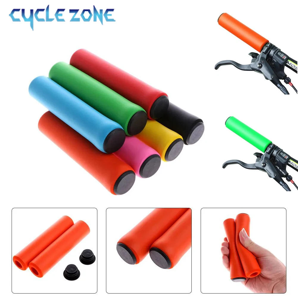 Colorful Bicycle Handle Cover Soft Sponge Mountain Bike Cycling Grips Anti Skid Shock Cycling Handle Protective Cover Accessory