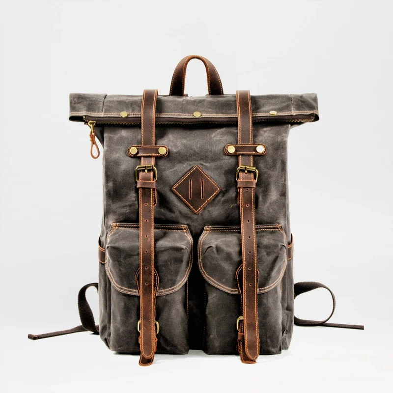 Europe Canvas Leather Backpacks Mens 15\