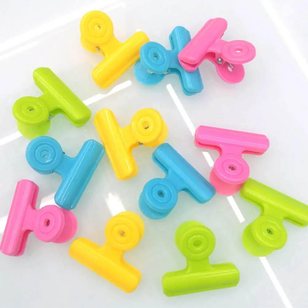 24Pcs Plastic Paper Binder Clips Candy Color Office Supplies Strong Grip Non-Damaging Document Organizer for Photos Papers Files