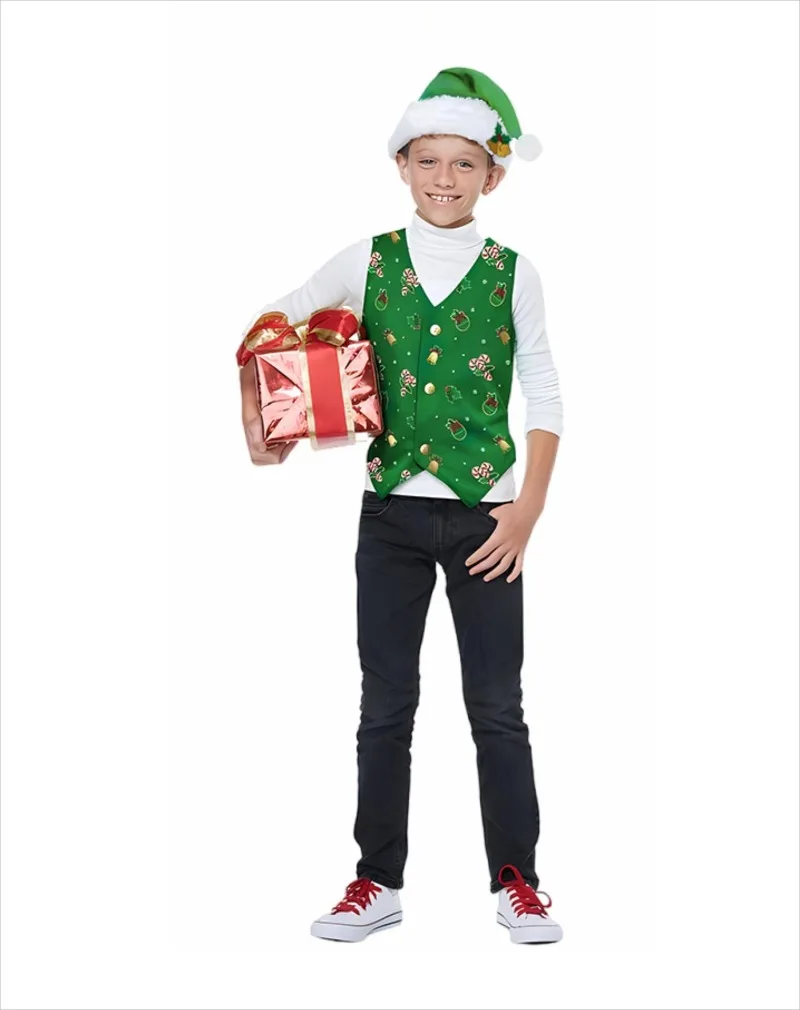 크리스마스 산타 드레스업 크리스마스 새해 코스프레 의상 체크무늬 산타클로스 역할놀이 드레스업 무대 공연 의상