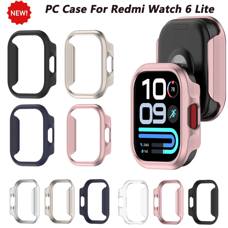 PC Case with Film For Redmi Watch6 Lite Active Accessories Hard PC Frame Bumper Cover + HD Slim Tempered Glass Anti-scratch Case