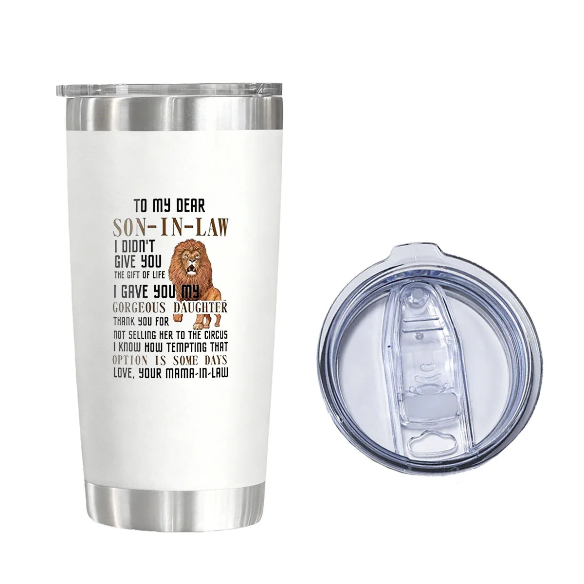 

To My Dear Son-In-Law Funny Mother-In-Law Vacuum Flask 20 oz - Family Gift Insulated Water Glass for Birthday