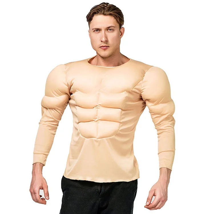 Adult Muscle T-irt loween Fake Abs Par Costume Men's Faion National Stage Performance Clothing Chinese Manufacturer