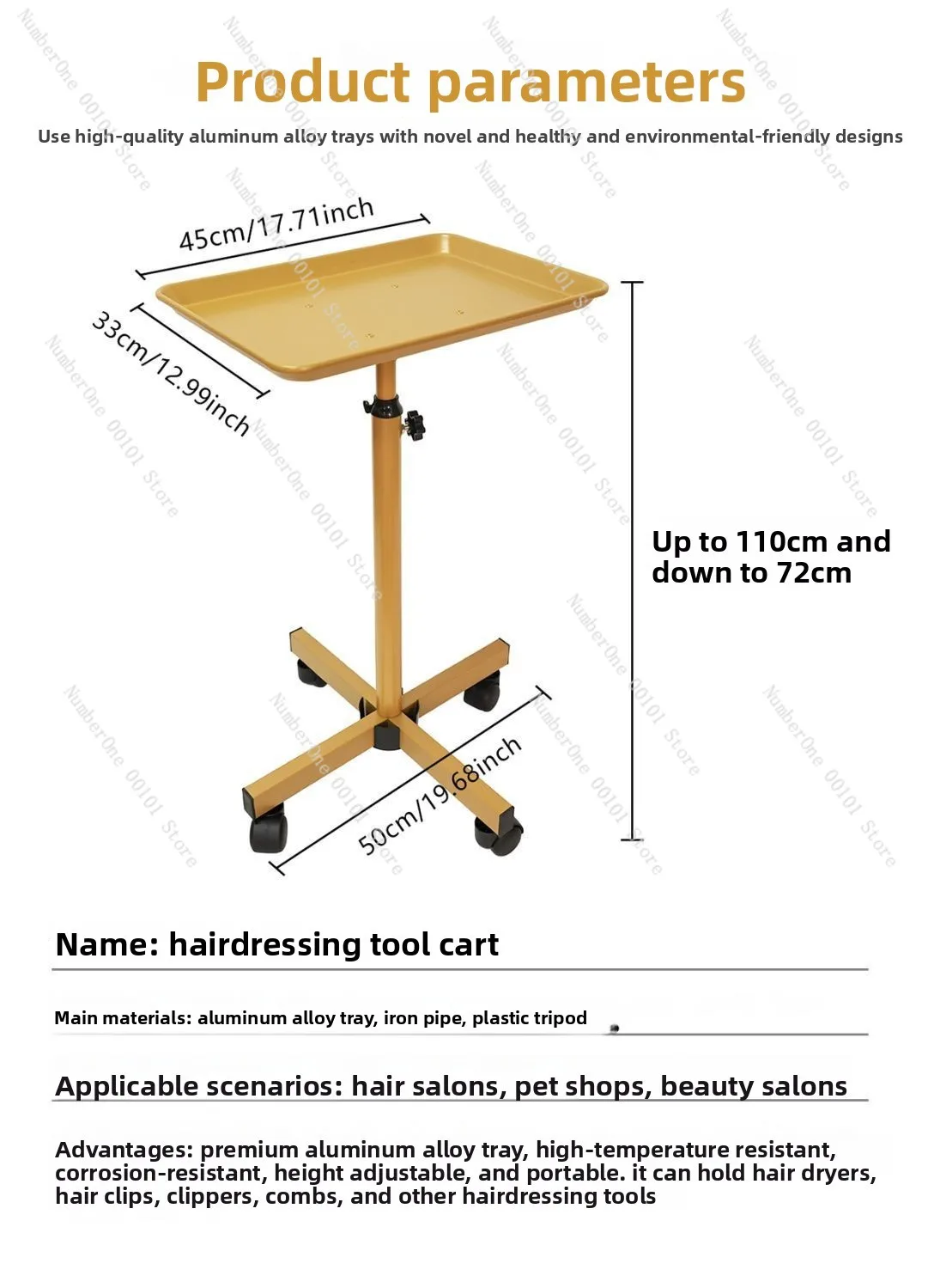 New Gold Tray | Barber Shop Hair Salon Storage Rack