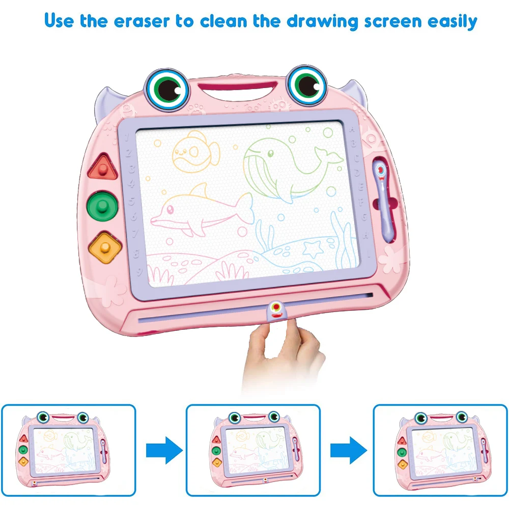 Tablero de dibujo magnético para niños, tablero grande para garabatear con cuentas magnéticas y bolígrafo, juguetes educativos de dibujo Montessori, regalo