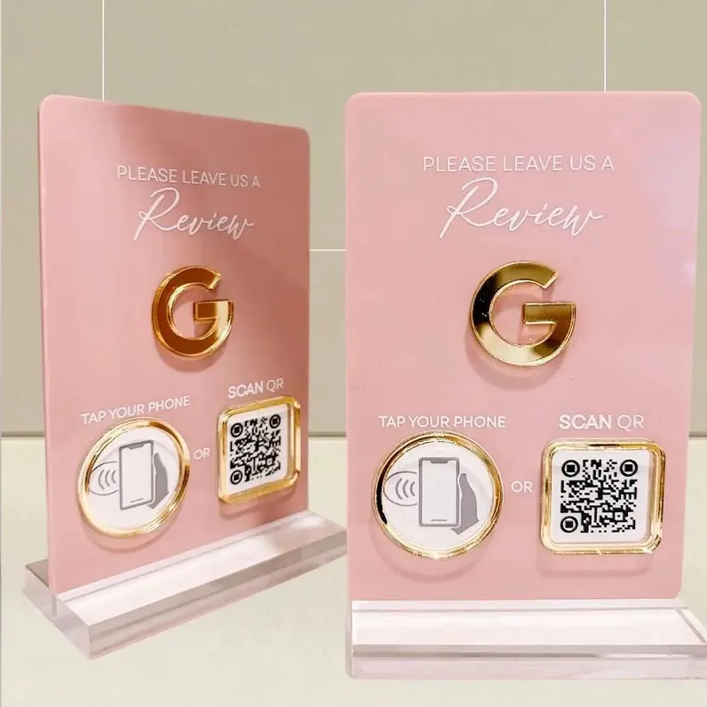 Google Review or Instagram NFC Plate for Business SALON - Tap or Scan QR Sign for Google Reviews One Tap Google Review Plaque