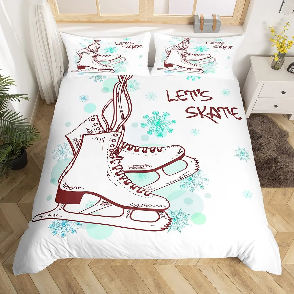 

Комплект пододеяльников для катания на коньках для детей-подростков, размер королевы, легкие пуховые пододеяльники, 2 наволочки, 1 пододеяльник, без одеяла