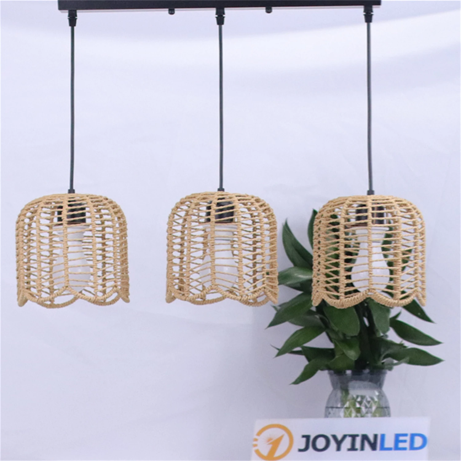 JOYINLED Paper Weaving Pendant Light Shade E27 Socket Hand-woven Vintage Lampshade Hollow Simplicity Simulated Rattan Lamp Shade