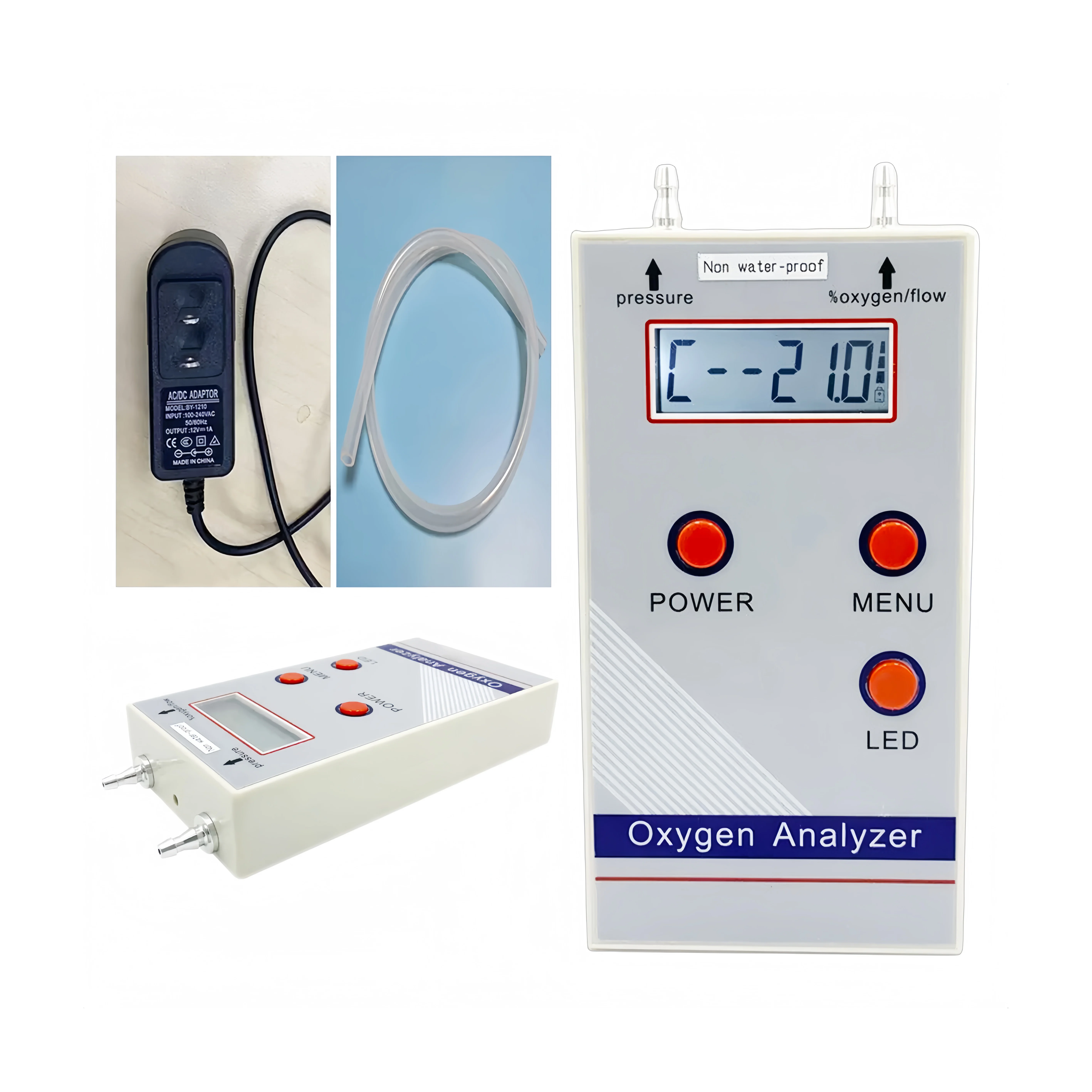 Portable O2 Content Purity Concentration Sensor Gas Outlet Flow Rate Pressure Measurement Detector Ultrasonic  Analyzer