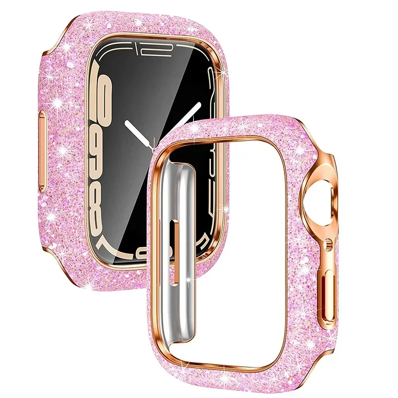 PC Case For Apple Watch 11 10 46/42mm Crystal Diamond Screen Protective Shell iWatch 9 8 7 6 5 4 SE 45mm 41mm 44mm 40mm HD Cover