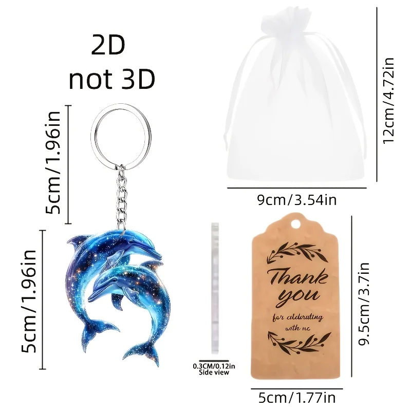 Charming Dolphin Keychain 15pcs 2D Acrylic Pendant Perfect Party Gifts Holiday Giveaways Friends Backpacks Accessories Anime Key