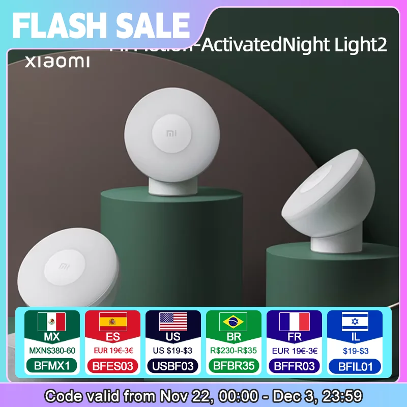 Xiaomi Mijia Led Induction Night Light 2 Lamp Adjustable Brightness Infrared Smart Human Body Sensor with Magnetic Base