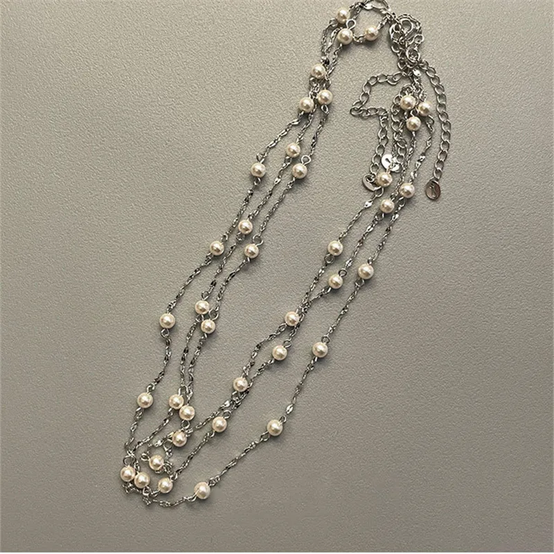 HI MAN 925 Sterling Silver Simple Gypsophila Pearl Pendant Necklace Women Trend Personality Hip Hop Party Jewelry