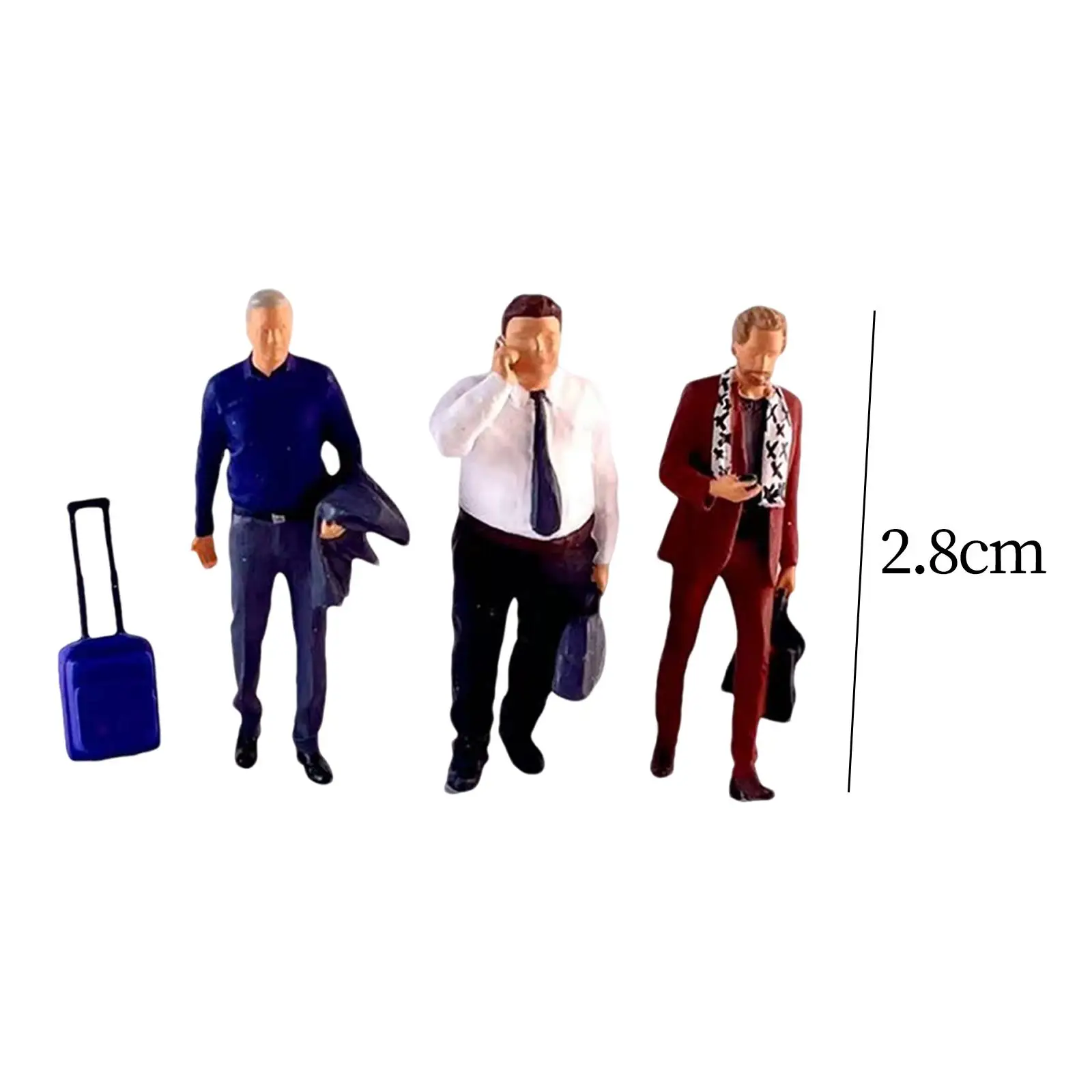 Set of 3 Resin Miniature Figures at 1/64 Scale for Diorama Projects