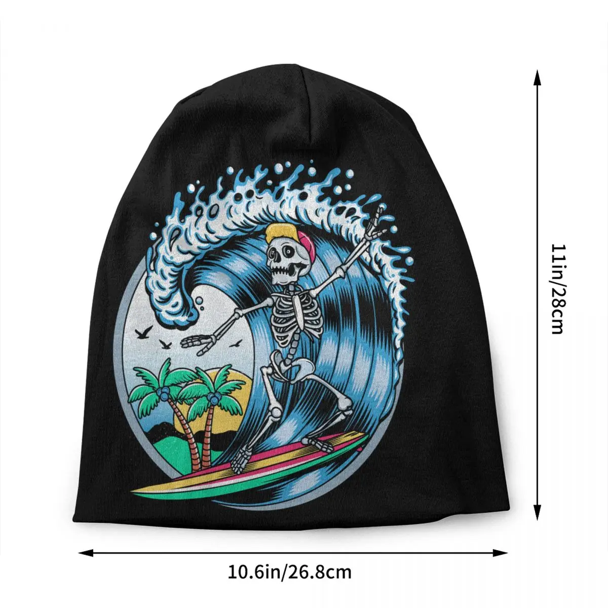 Custom Summer Surf Rider Skull Surfing Bonnet Hats Cool Knitted Hat For Men Women Winter Warm Skullies Beanies Caps