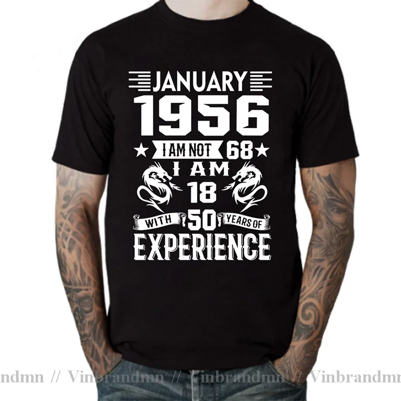 I'm 18 with 50 Year of Experience Born in 1956 Nov September Oct Dec Jan Feb March April May June July August 68Th Birth T Shirt