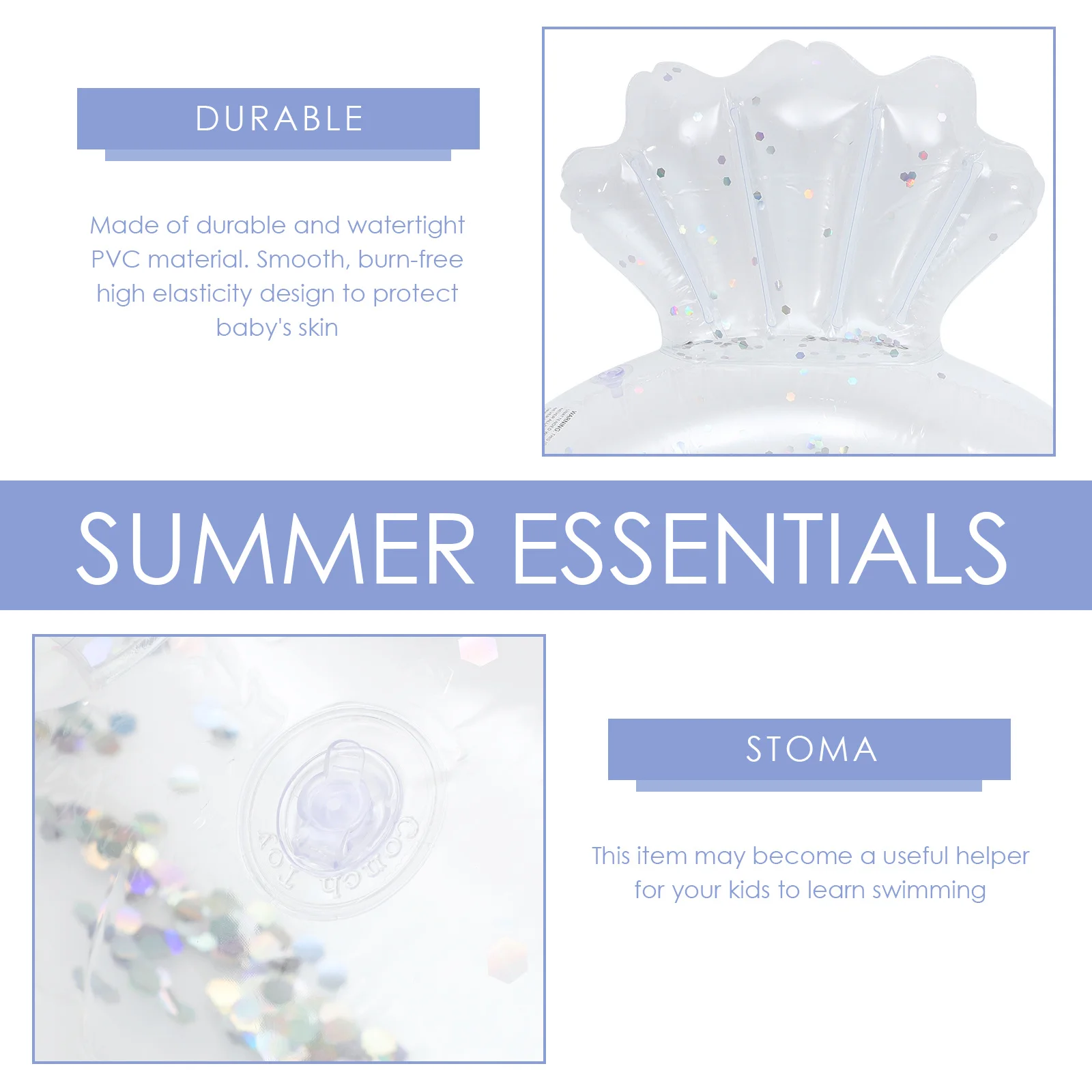 

Swimming Ring Inflatable Shell Float for Pool Beach Summer Water -on for