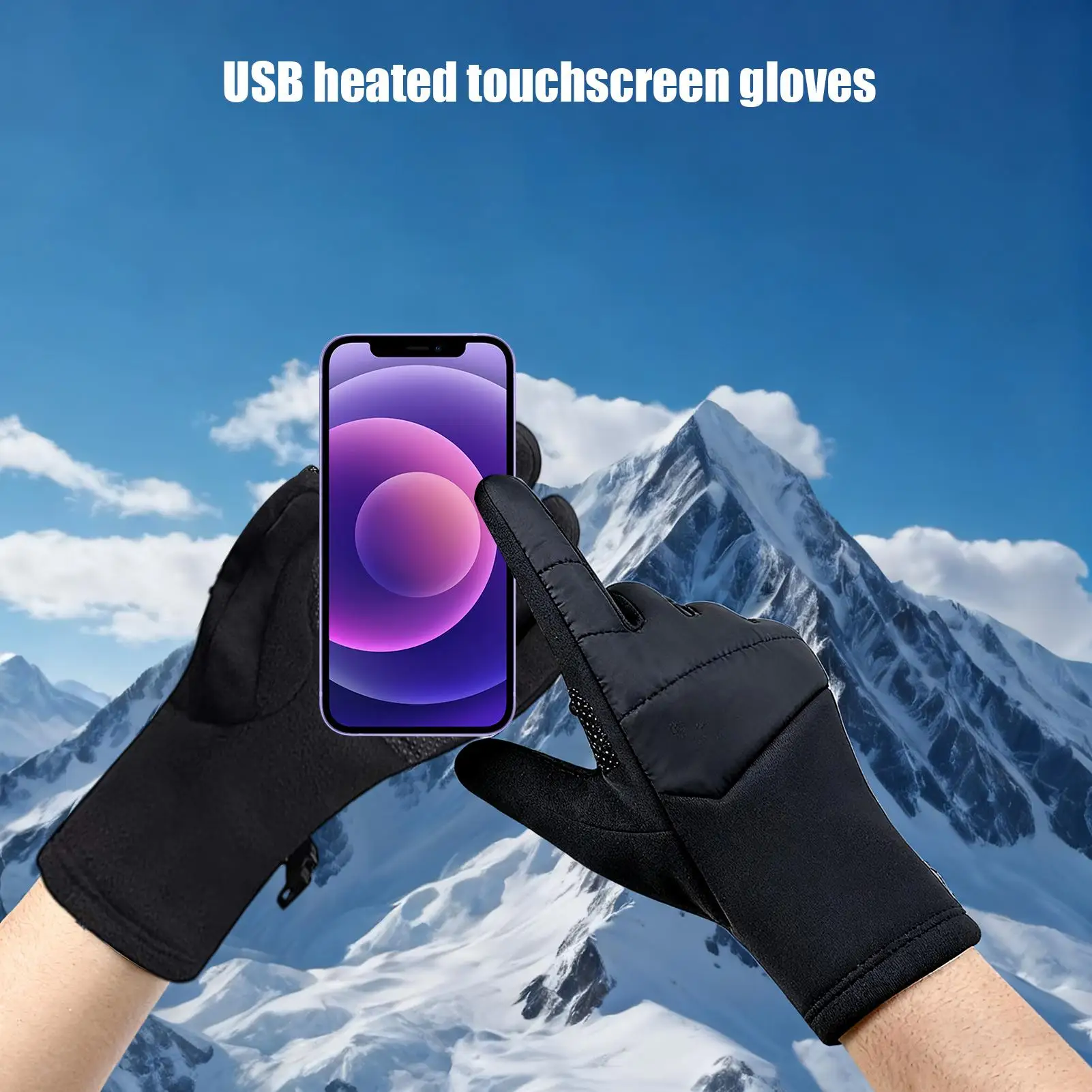 قفازات تسخين كهربائي USB التدفئة الشتاء القفازات الكهربائية شاشة تعمل باللمس في الهواء الطلق USB قفازات ساخنة النساء للعمل التزلج