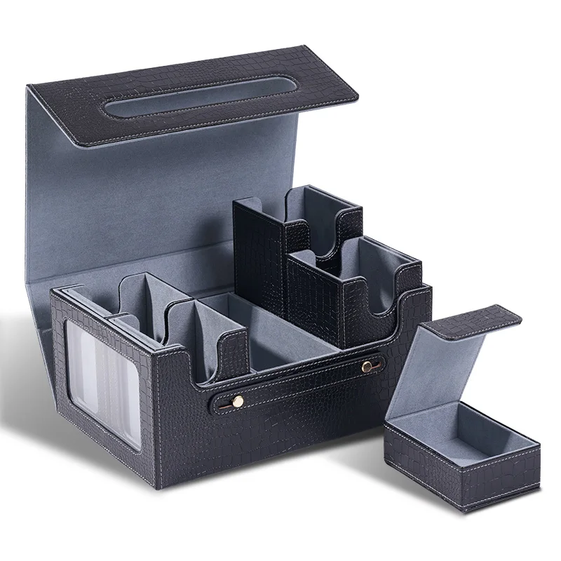 

Коробка для колоды карт для MTG с витриной, коробка для хранения карт 6 в 1, подходит для 600+ карт с двумя рукавами, съемный чехол для колоды для TCG