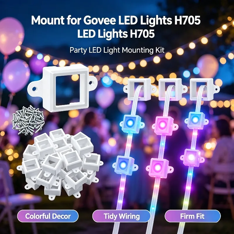42/63/82PCS Light Covers for Govee H705A B C, Protective Mounting Brackets for Christmas Halloween Outdoor Decor