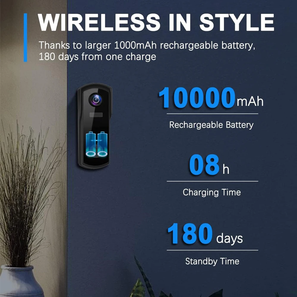 Беспроводной видеодомофон UCOCARE 2K/4MP с Wi-Fi, умный наружный домашний видеодомофон, дверной звонок с обнаружением человека, камера с сигналом P1