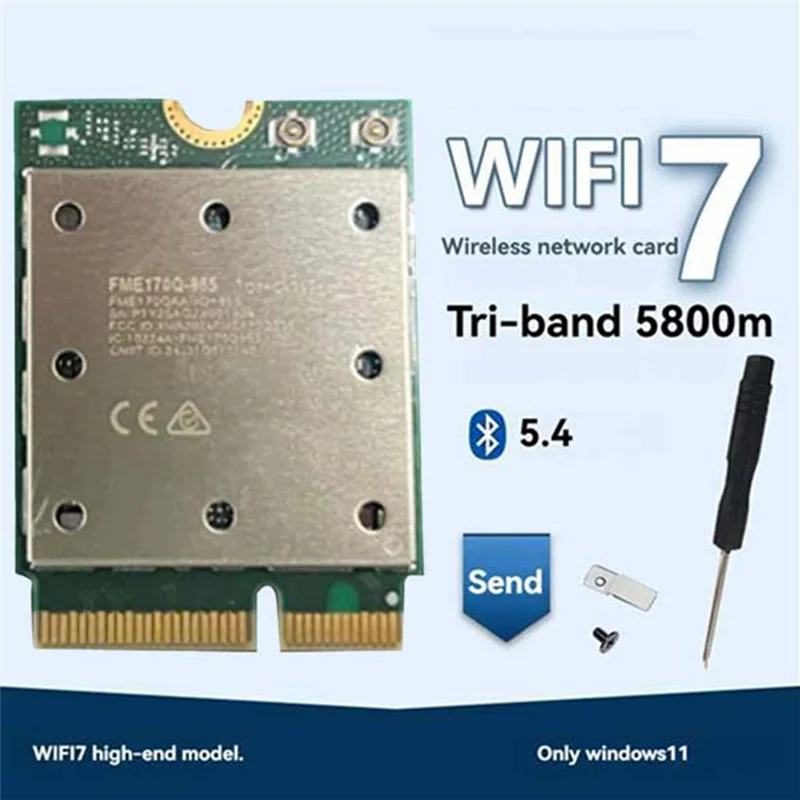 AU61-Upgrad ثلاثي الموجات FME-865 بطاقة واي فاي لاسلكية بلوتوث 5.4 2.4G/5G/6Ghz محول الشبكة اللاسلكية مع هوائي لـ Win11