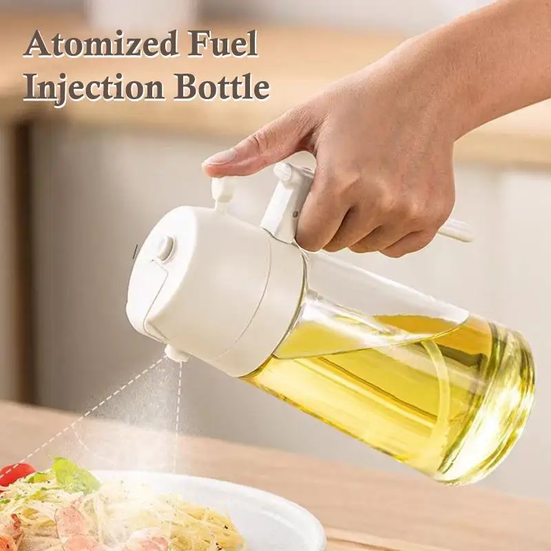 2 in 1 Kitchen Oil Spray Pour Dispenser Bottle Transparent Non-Drip for Air Fryer BBQ Frying Baking