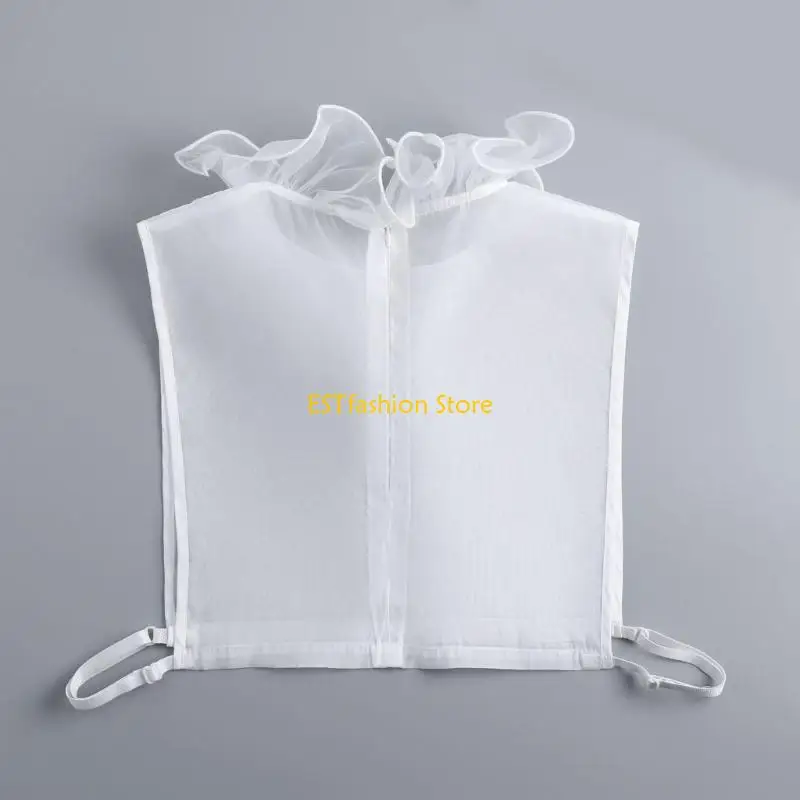 y5gc-ruffle-lace-faux-collar-detachable-neckpiece-decorative-collar-insert-half-shirt-accessory-for-women-outfit-enhancer