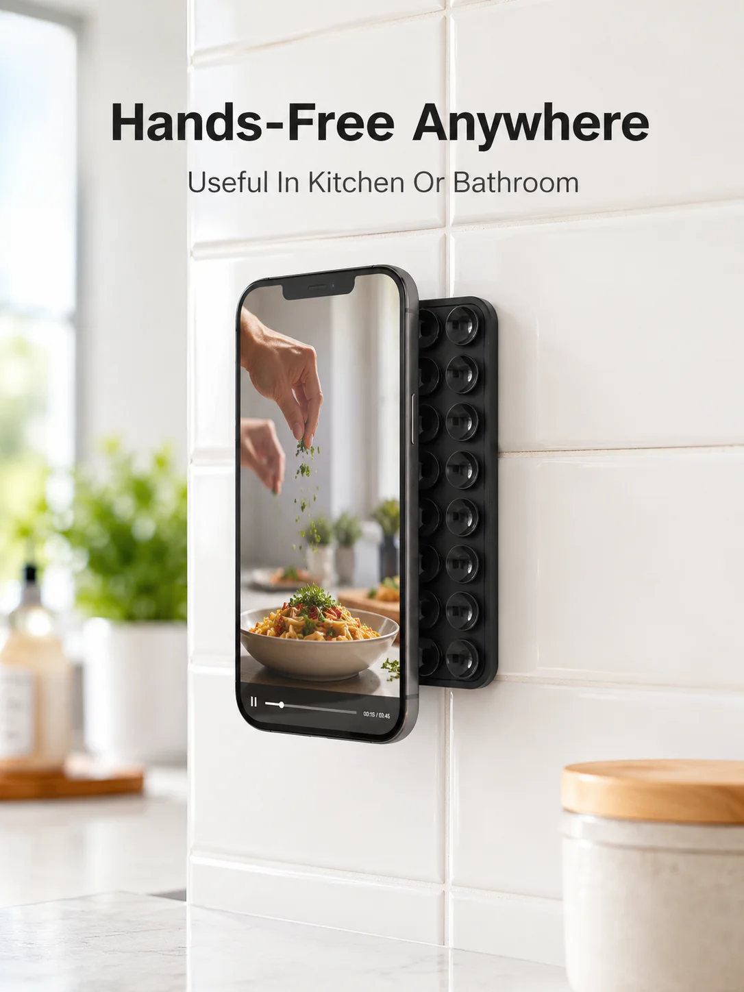 

80-Dot Double-Sided Silicone Phone Suction Pad, Square Anti-Slip Phone Grip Mount, Reusable Sticky Suction Cup Pad for Hands-Free Viewing, Selfie Videos, Makeup Tutorials, Kitchen, Bathroom, Mirror, Smooth Wall, Desk, Travel, Daily Phone Holder Accessory