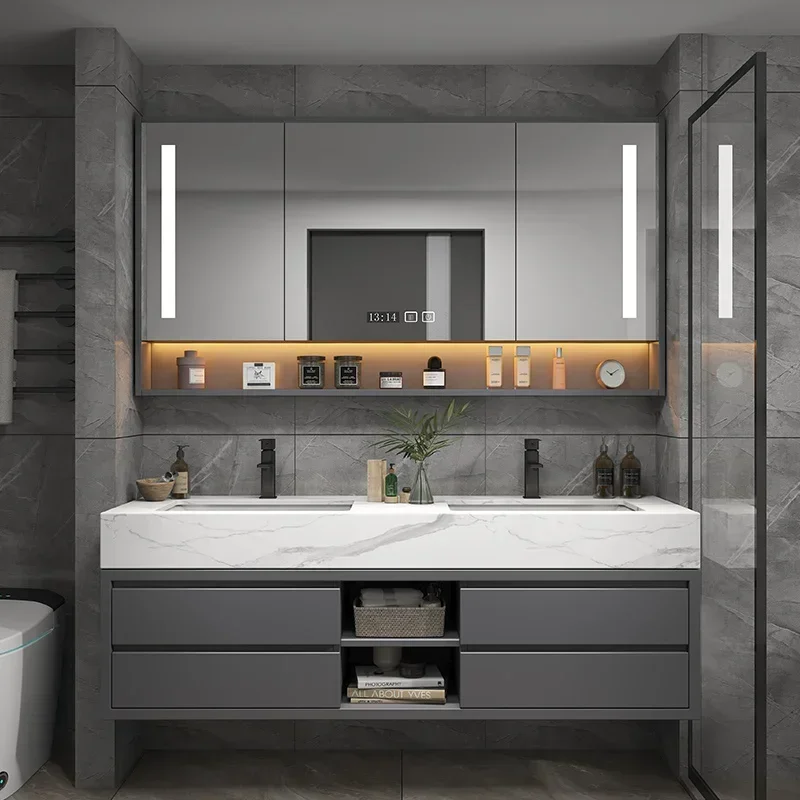 Slim Storage Vanity Bathroom Cabinets Storage Smart Vanity Bathroom Cabinets Mirror Corner Armadietto Hotel Furniture YX50BC