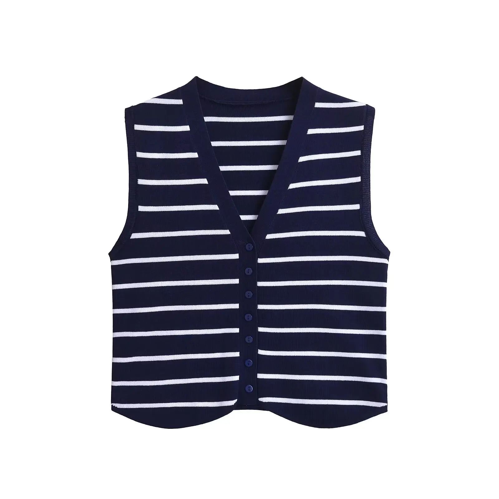 2024 Summer New European and American Street Essential Striped Knitted Vest Casual Fashion Versatile Women\'s Top