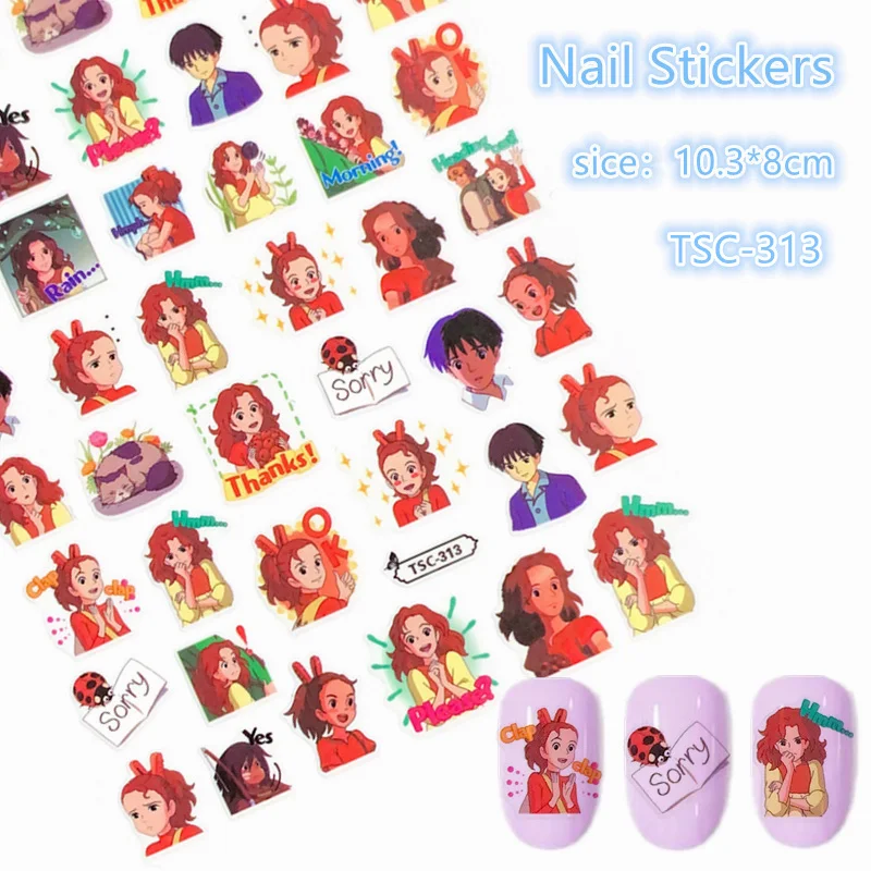 

Newest TSC-313 anime characters series 3d nail art sticker nail decal stamping export japan designs rhinestones