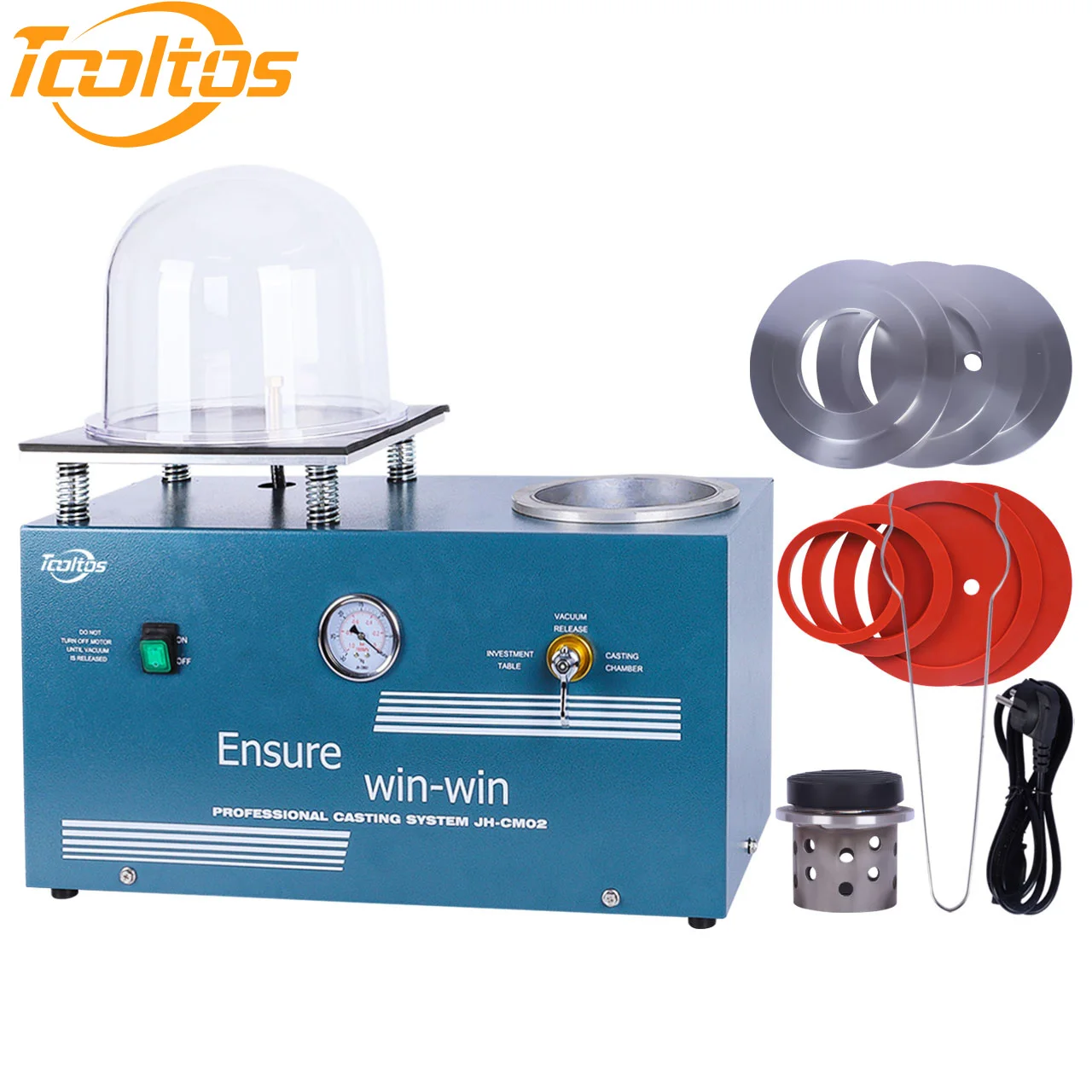

TOOLTOS 2L Jewelry Vacuum Casting Machine Lost Wax Investment Vacuum Investing Casting Equipment for Gold Silver Copper Jewelry