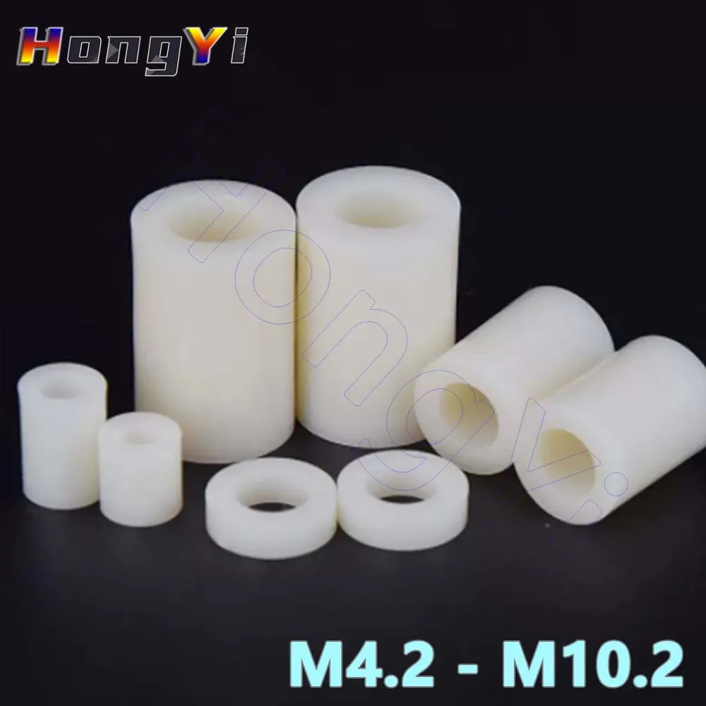 ABS Isolation Column Insulation Post Straight Nylon Sleeve Round Hole Washer Plastic Pillar Spacer M4.2 - M10.2