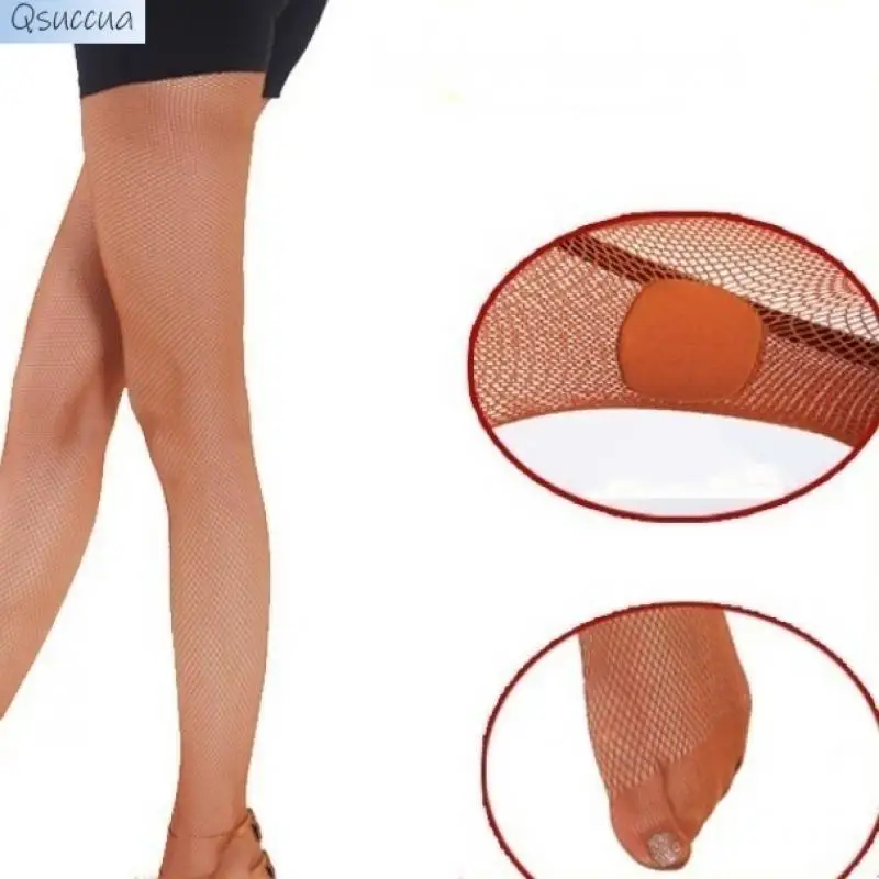 Meias de competição profissional para mulheres, criptografia Toe, algodão, cor caramelo, meia-calça, pernas finas, meias latinas