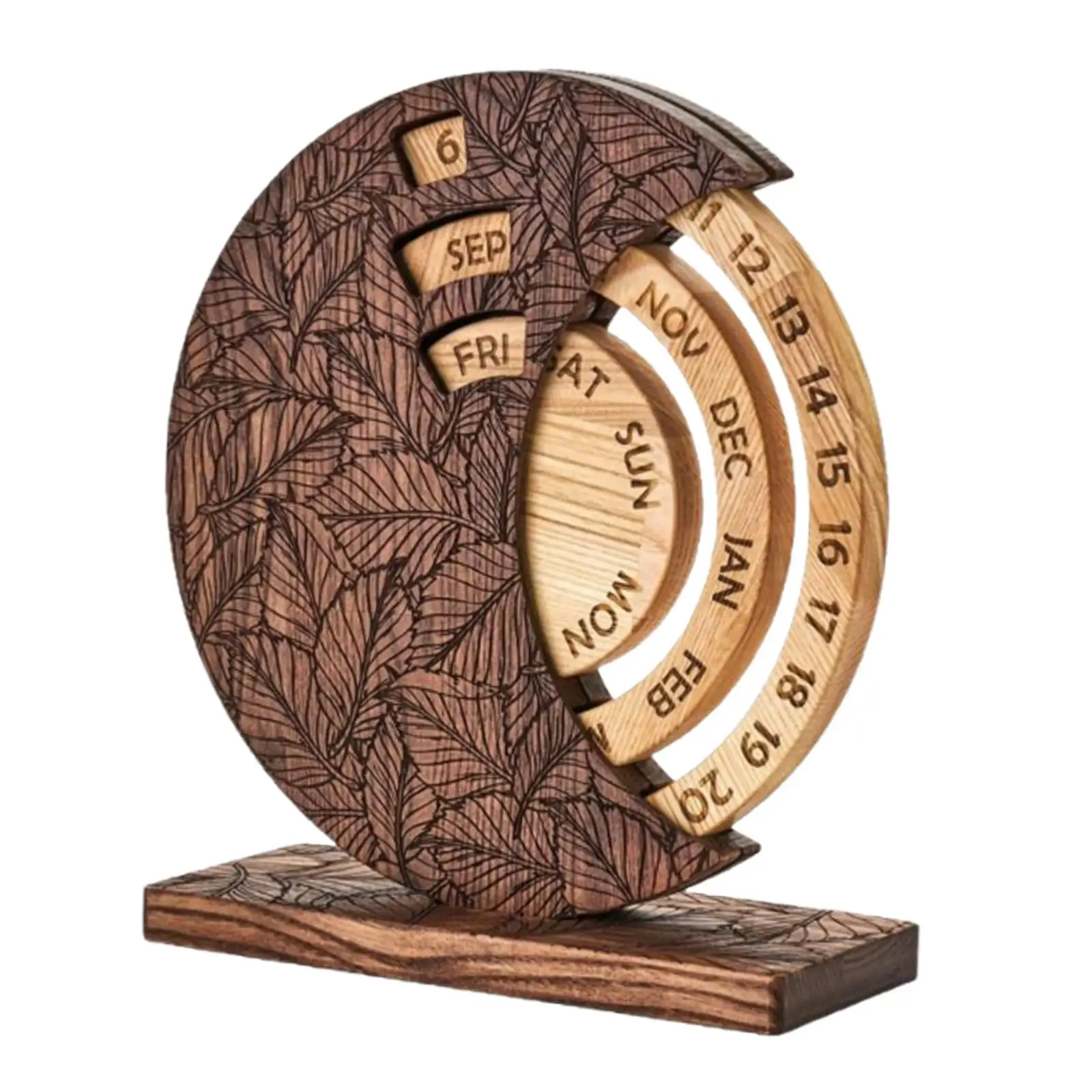 Wooden Perpetual Desk Calendar Gift Idea Resuable Creative Desk Accessories